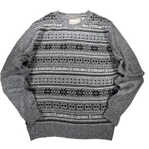 Weatherproof VTG‎ Sweater Mens Medium Gray Black Newsprint Crewneck NEW NWT